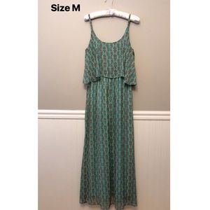 Turquoise and Pink patterned maxi dress - Sz M